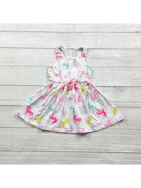 Tommy Bahama Girls Unicorn Print Sleeveless Dress White Multicolor 4